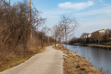 Wall Mural - Empty Trail along the Canal in Suburban Lemont Illinois during Autumn