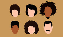 Set Of Famous Retro Singers Faceless Heads Icons