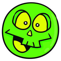 Poster - Vector illustration of a scary emoticon ball with laughing face on a white background