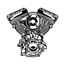 Motorcycle Engine Vector Isolated On White