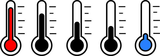 Different temperature Medical barometers vector illustration