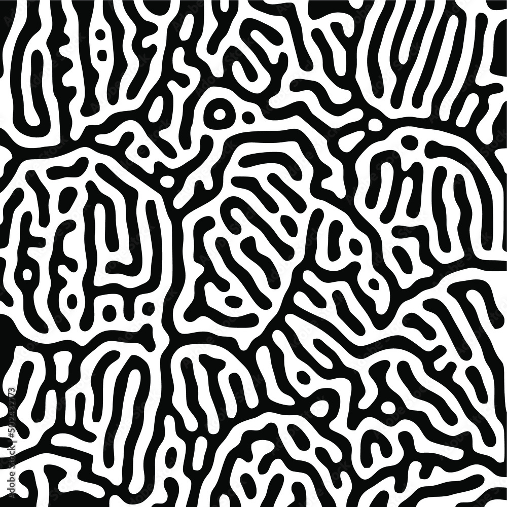 Black and white reaction diffusion pattern or labyrinth pattern Stock ...