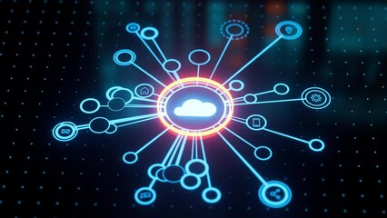 Cloud architecture platform. Internet infrastructure concept. Abstract technology background. Digital saas solution.