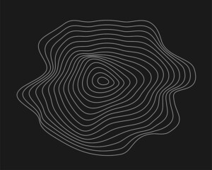 Poster - Cyber distorted grid, retro punk design element. Wireframe wave geometry grid on black background. Vector illustration
