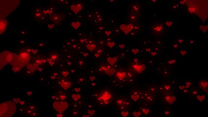 Wall Mural - Valentine Love Hearts zoom loop background. 4K Seamless VJ Motion Animation. Glowing red hearts.