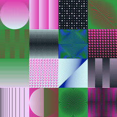 Fototapete - Abstract Minimalist Vector Graphics With Digital Transition Effect Inspired by Brutalist Style