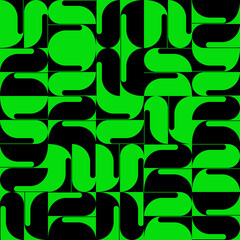 Fototapete - Brutalist Art Inspired Vector Pattern Graphics Made With Bold Abstract Geometric Shapes