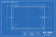 Tablet as technical blueprint drawing. Device sale technical outline concept. Mechanical engineering drawings