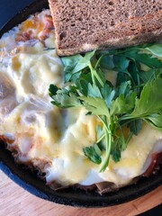 Poster - Fried eggs with mushrooms, tomatoes and cheese