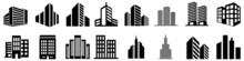 Building Icon Vector Set. Apartment Illustration Sign Collection. Skyscraper Symbol. Architecture Logo.