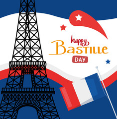 Canvas Print - happy bastille day card