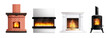 Fireplace Realistic Icons Collection