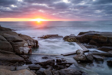 View Of Saunders Rock Tidal Pool Summer Sunset Bantry Bay, Atlantic Seaboard, Cape Town, South Africa.