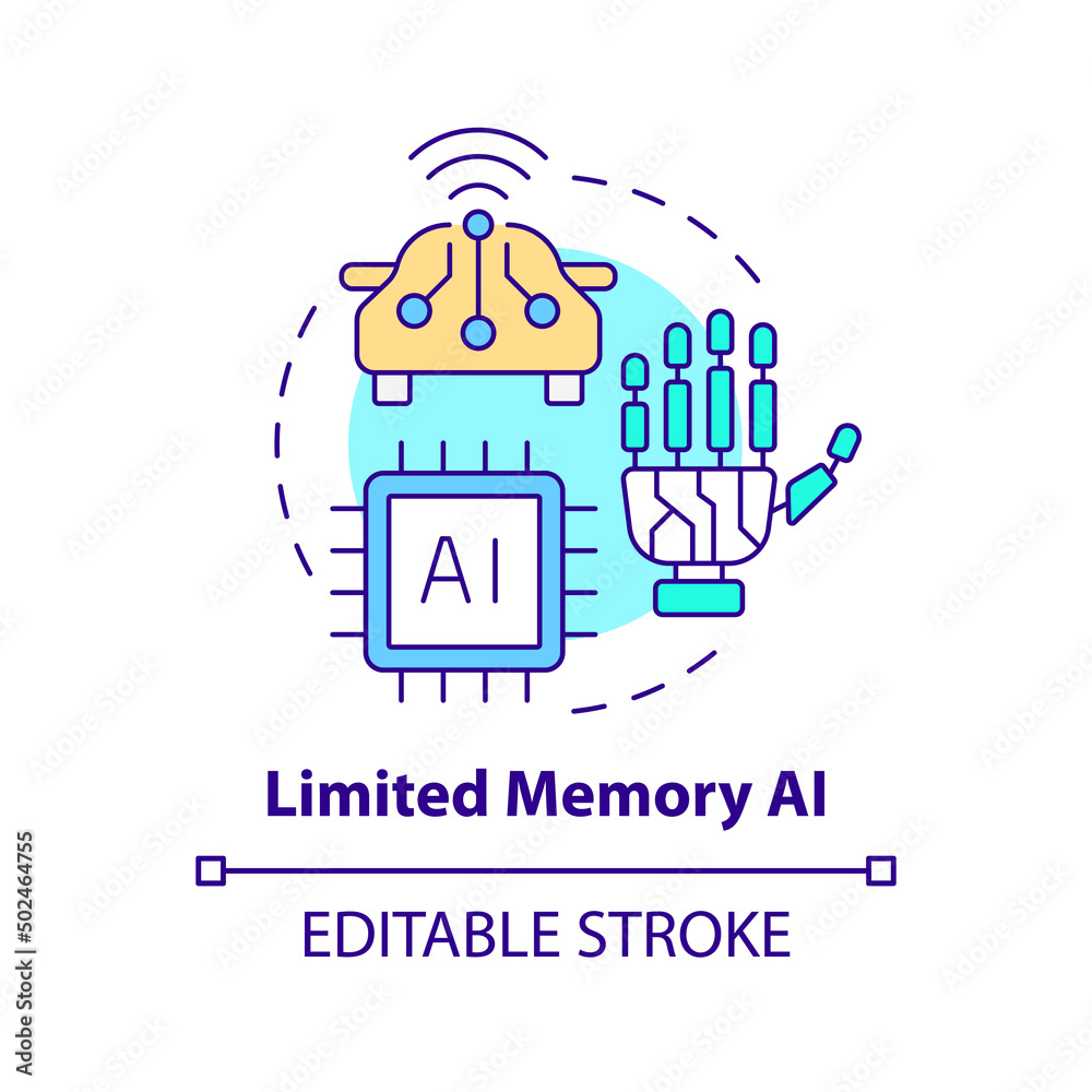 Limited memory AI concept icon. Stored information. Artificial ...