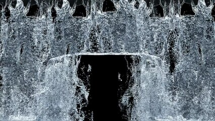 Wall Mural - Waterfall texture loop isolated on black background. 4K for mapping 3d illustration.