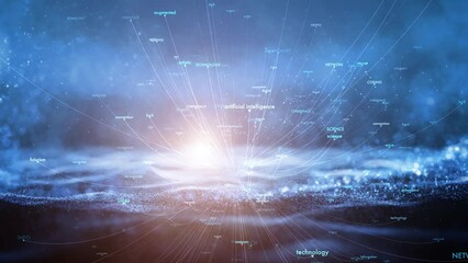 Wall Mural - artificial intelligence technology digital word cloud animation.
