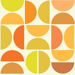 Wall Mural - Mid century modern art  half circle seamless pattern in orange, coral, brown and lime. For posters, wallpaper and home décor  