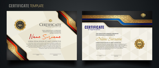 certificate template with Luxury realistic texture pattern,diploma and vector Luxury premium badges design. New Collections