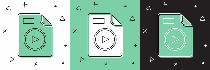 Poster - Set AVI file document. Download avi button icon isolated on white and green, black background. AVI file symbol. Vector