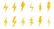 Lightning bolt icons set. Flash icon. Vector illustration.