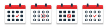 Calendar Icon Template In Flat Design. Meeting Schedule Symbol. Calendar With Check Mark Icon. Appointment Concept