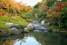 A New Pond Garden Or Yoko-en Of Taizo-in Temple At Autumn. Kyoto. Japan