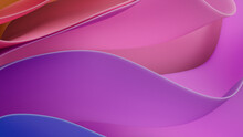 Undulating Pink And Purple Layers. Trendy Abstract 3D Background. 3D Render.