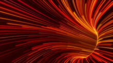 Orange, Yellow And Red Colored Curves Form Abstract Neon Lines Tunnel. 3D Render.