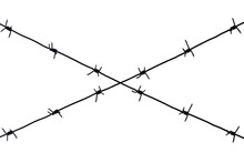 Barbed Wire Silhouette On A White Background.