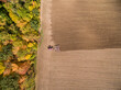 Tractor in field as seen from above