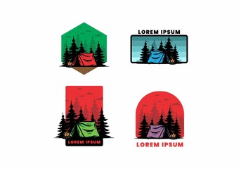 Wall Mural - midnight camping with bonfire illustration