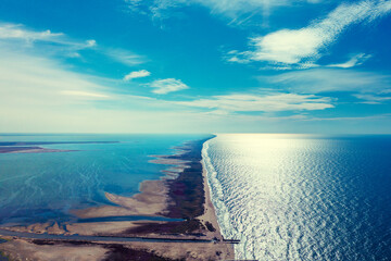 Fototapete - Seascape top view of the estuary and seashore. Ukraine, Europe
