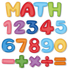 Wall Mural - counting numbers from zero to nine and math symbols