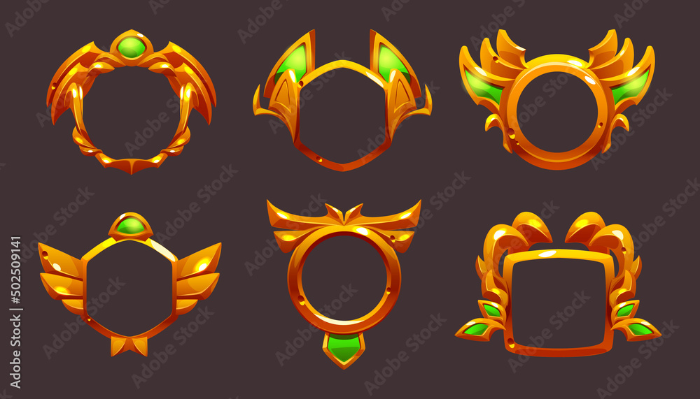 Vector de Stock Game ui frames, gold medieval rpg game or app level ...