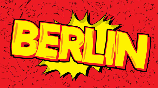 Berlin. Word written with Children's font in cartoon style.