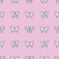Poster - Cute vector pattern for kids with cartoon butterfly elements