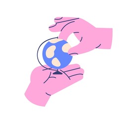 Wall Mural - earth globe in hands icon. human arms holding planet ball. round circle world sphere map. global int