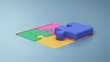 3d illustration of cartoon parts of puzzle.