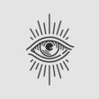 © JoelMasson - All seeing eye tattoo line icon. Third eye symbol. Mystical and esoteric eye. Vector illustration.