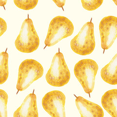 Wall Mural - hand drawn watercolor yellow pear