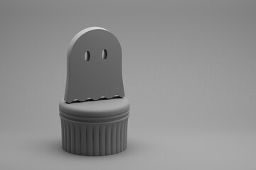 Leinwandbilder - Beautiful abstract illustrations gray Halloween ghost symbol icons on a column stand and wonderful background. 3d rendering illustration. Background pattern for design.