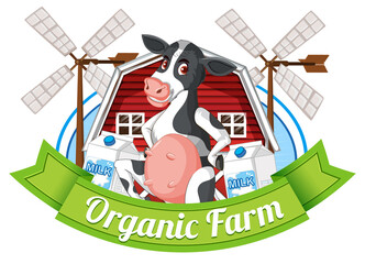 Wall Mural - logo design with fresh milk