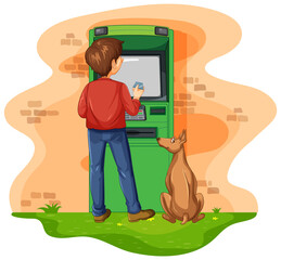 Wall Mural - A man withdraw money from atm machine