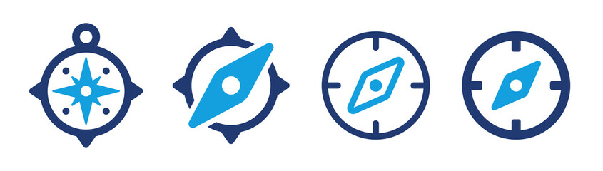 Aufkleber - Simple compass icon collection. Compass symbol set. Wind rose icon isolated on white background.
