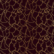 kintsugi art seamless pattern with gold thin lines and abstract shards on dark luxury background