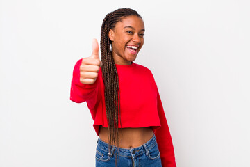 Wall Mural - afro pretty woman feeling proud, carefree, confident and happy, smiling positively with thumbs up