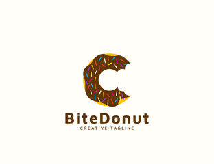 Wall Mural - Delicious donut logo letter c design template