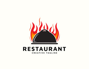 Wall Mural - Restaurant logo with fire design