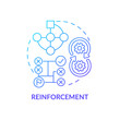 Reinforcement blue gradient concept icon. Interactive environment. Category of machine learning abstract idea thin line illustration. Isolated outline drawing. Myriad Pro-Bold font used