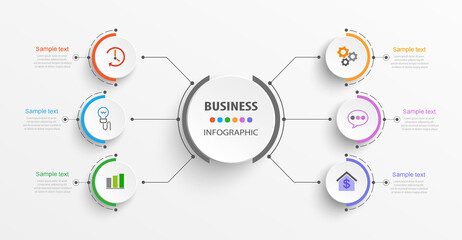 business infographic vector design template with 6 options, steps or processes. can be used for work